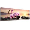 Leinwandbild Rosa Orchidee und Zen-Steine 150x50 Feeby Rosa Produktbild-Vorschau 1
