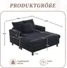 A diagram showing the dimensions of a black chaise lounge. Voir les images du produit