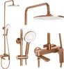 A collage of different views of a copper-colored shower set. Anteprima dell’immagine prodotto