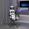 vidaXL Gaming-Stuhl mit Fußstütze Weiß und Schwarz Produktbild-Vorschau 2