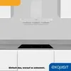 A modern kitchen setup featuring a white range hood and a black induction cooktop. Produktbild-Vorschau