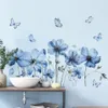 Wandsticker mit blauen Blumen & Schmetterlingen – Produktbild-Vorschau 1