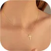 TINGN 14K Gold Vergoldete Kreuzkette für Damen - Layered Produktbild-Vorschau 1