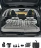 An inflatable mattress set up in the back of a car, with accessories shown below. Náhled obrázku produktu