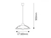 A line drawing of a pendant light with dimensions indicated. Anteprima dell’immagine prodotto