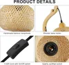 Wandleuchte aus Holz, runder Korbschirm mit Kabel, Schalter Produktbild-Vorschau 4