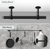 The image shows two different mounting options for a curtain rod or hanging rod: ceiling mount and wall mount. The wall mount section also includes a close-up detail of the bracket. Produktbild-Vorschau