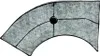 A gray filter element with black lines and a black circular element in the center, on a white background. Voir les images du produit