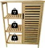 A bamboo storage cabinet with three shelves and a slatted door, shown against a white background. Produktbild-Vorschau