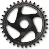A black bicycle chainring with cutouts, shown against a white background. Produktbild-Vorschau