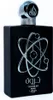 A black perfume bottle with silver accents and a stylized atom design. Náhľad obrázku produktu