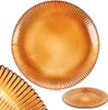 A single amber glass dessert plate with a ribbed texture is shown against a white background. A close-up of a portion of the plate is shown in the lower-left corner, and a smaller view of the entire plate is in the lower-right corner. Produktbild-Vorschau