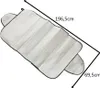 A silver and black sunshade for a car windshield, with dimensions indicated. Anteprima dell’immagine prodotto