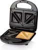 An open sandwich maker with two triangular sandwiches inside. Produktbild-Vorschau
