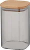 A clear studio shot of a glass storage jar with a wooden lid. Náhled obrázku produktu