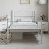 Bettgestell mit Kopf- und Fußteil Metall Weiß 100x200 cm Produktbild-Vorschau 3