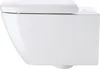 A side view of a white wall-mounted toilet. Produktbild-Vorschau