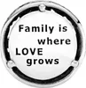 A round charm with text on it. Podgląd zdjęcia produktu