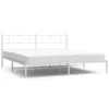 A white metal bed frame with a mattress on a white background. Produktbild-Vorschau