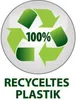 A recycling symbol with "100%" text inside a circle, and below it, the text "RECYCELTES PLASTIK". Voir les images du produit