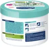 A white plastic container with a teal lid, displaying product information and branding. Produktbild-Vorschau