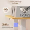 A close-up of a desk leg and tabletop with informational text and graphics. Podgląd zdjęcia produktu