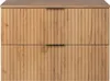 A front view of a wooden bathroom vanity with two drawers. Produktbild-Vorschau