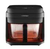 A black air fryer with a glass bowl and copper-colored basket is shown against a white background. Produktbild-Vorschau