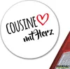 Huuraa Aufkleber Cousine mit Herz 10cm rund Sticker Produktbild-Vorschau 2