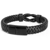 Herren Lederarmband Schwarz Geflochten Magnetverschluss, Produktbild-Vorschau 6