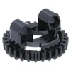A black LEGO Technic gear piece with two cylindrical connectors on top, isolated on a white background. Voir les images du produit