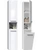 Badezimmerschrank Regal Nel III weiß mit glänzendem Korb Produktbild-Vorschau 3