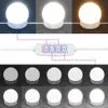 Collage showing different light settings and brightness levels of LED bulbs, likely for a vanity or makeup mirror. Voir les images du produit