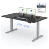 A black height-adjustable desk with two monitors, a keyboard, and a mouse. Náhled obrázku produktu
