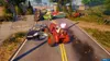 A chaotic scene of multiple crashed cars on a road, with a red tractor in the foreground. Náhled obrázku produktu