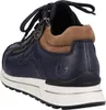 A close-up, rear-side view of a blue Rieker sneaker. Produktbild-Vorschau