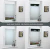 A collage of four images showing a pleated blind in a window at different heights, demonstrating its adjustable nature. The text "Up & Down Technik - die Position stufenlos einstellen" is visible. Produktbild-Vorschau