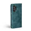A teal-colored flip case for a smartphone is shown from a side-diagonal angle against a white background. Produktbild-Vorschau