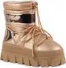 A single rose gold winter boot with a tan platform sole and laces is shown against a white background. Produktbild-Vorschau