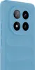 A close-up view of the back of a light blue phone case. Produktbild-Vorschau