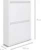 A white metal shoe cabinet with two doors, shown from the front with dimensions indicated. Podgląd zdjęcia produktu