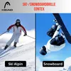 A split image showing a skier on the left and a snowboarder performing a trick on the right, with text overlays. Anteprima dell’immagine prodotto