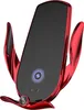 A red wireless car charger with a black screen and glowing blue accents. Produktbild-Vorschau