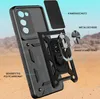 An exploded view of a black phone case with various components labeled. Produktbild-Vorschau