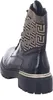 A black boot with a patterned shaft and a thick sole, shown from the back. Voir les images du produit