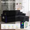 Modułowa sofa narożna z czarnego aksamitu z oświetleniem Podgląd zdjęcia produktu 3