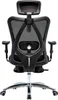 The back view of a black ergonomic office chair with a headrest and adjustable lumbar support, shown on a white background. Voir les images du produit