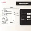Diagrams and text illustrating the dimensions of a door handle set. Produktbild-Vorschau