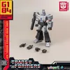 A Transformers Megatron model kit is displayed with its accessories on a light gray background. Promotional text and logos are present. Produktbild-Vorschau