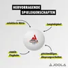 A diagram illustrating the features of a Joola Tournament table tennis ball. Produktbild-Vorschau